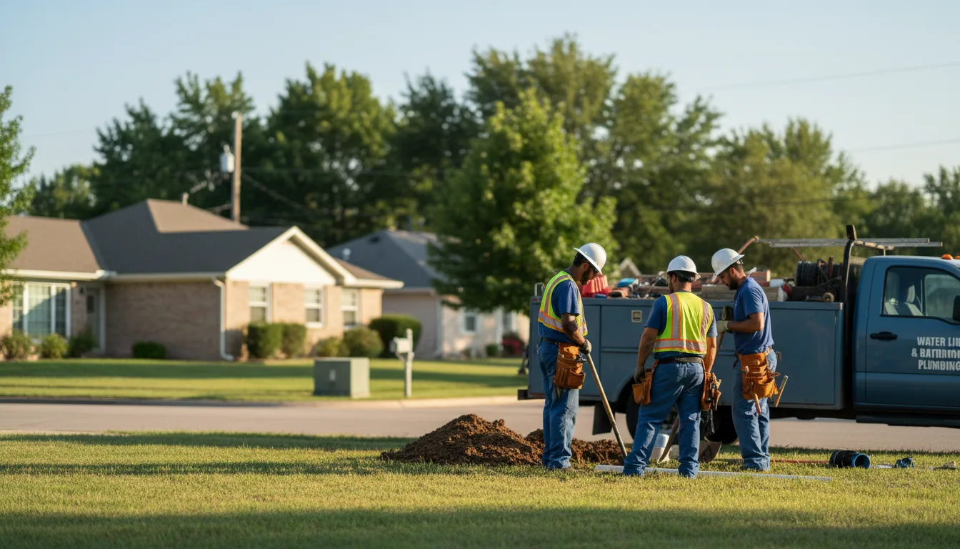 Residential water line and bathroom plumbing service in Wayne, OK